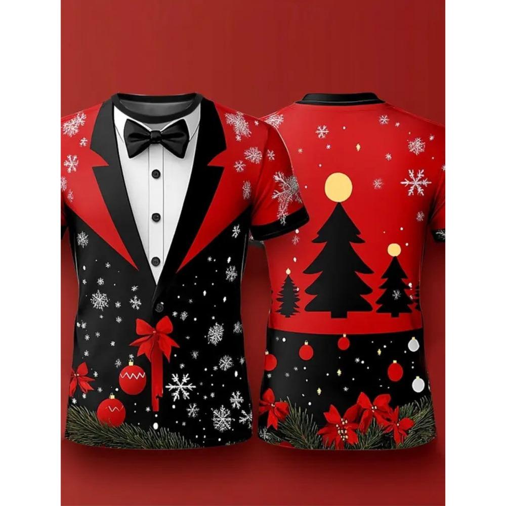 

Рождественская елка снежинка модная мужская футболка с 3D-принтом для вечеринки, уличная, с коротким рукавом, с круглым вырезом, одежда-пуловер, мужская одежда 2XL