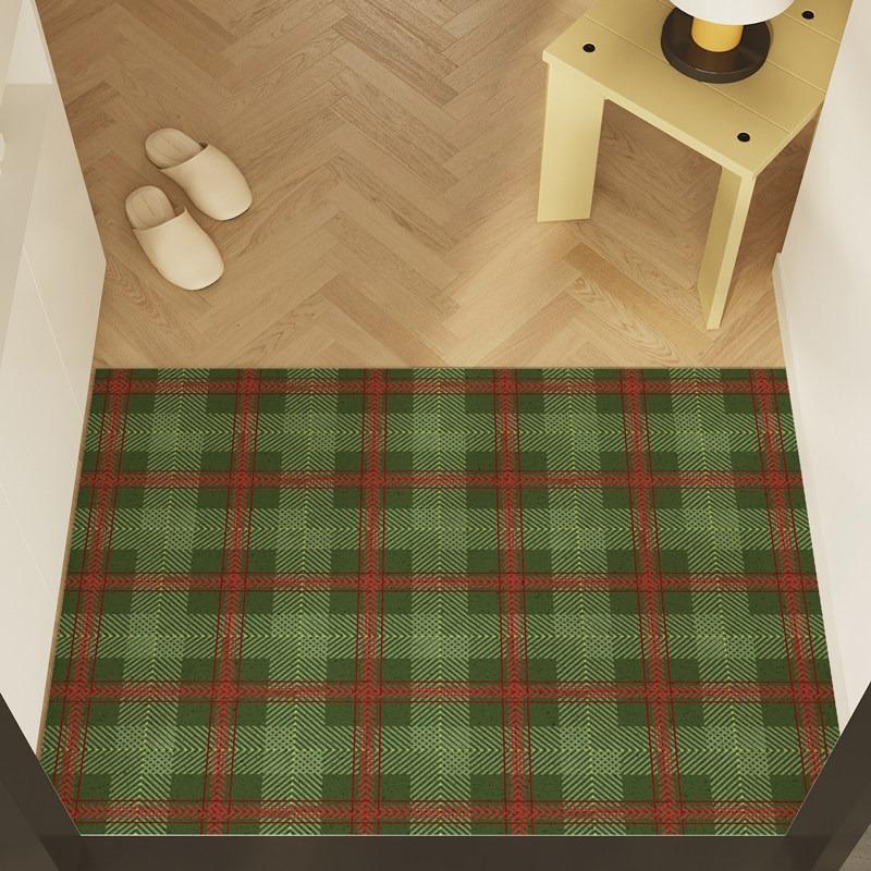 Entrance Door Mat Anti-slip Waterproof Dirt-resistant Floor Mats Pvc Leather Simple Striped Checkered Rug Home Decoration Carpet