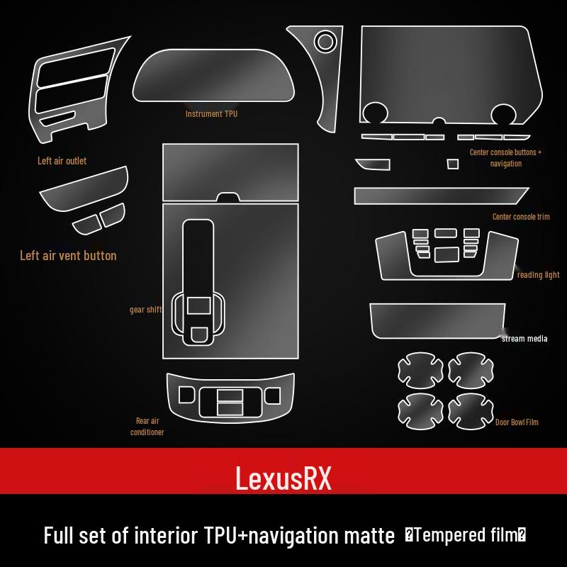 Fits 23 Lexus RX350h Models: Center Console Gear Shift & Navigation Display Tempered Film.