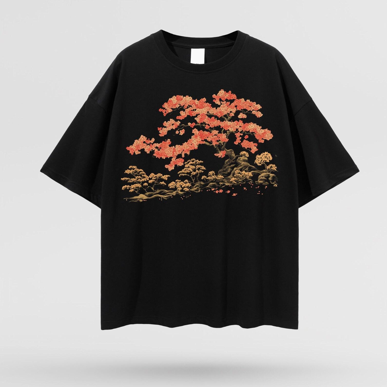 PREMIUM Japanese Sakura Cherry Blossom Tshirt, Oversize Deep Drop Shoulder, Japanese Aesthetic, Tokyo, Japanese Streetwear. 4XL