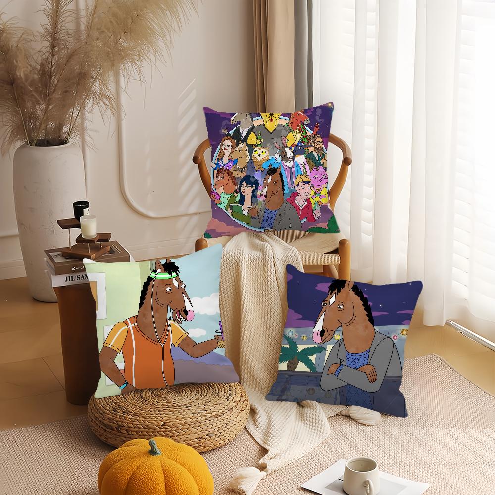Cartoon B-BoJack H-Horseman Pillow Case Home Decoration Cushion Cover Suitable For Bedroom Car Office Sofa