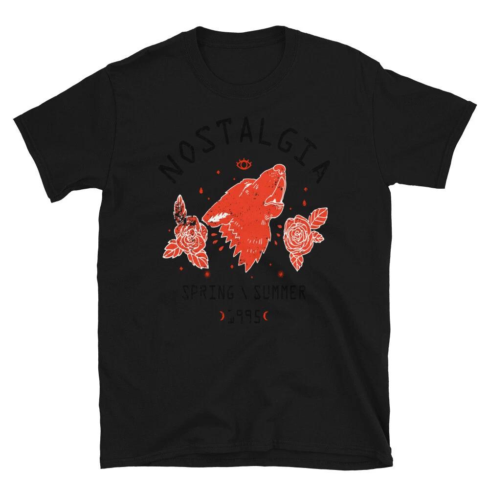 Wolf Howling Nostalgia 1995 Classic Trendy Design Casual T-Shirt L