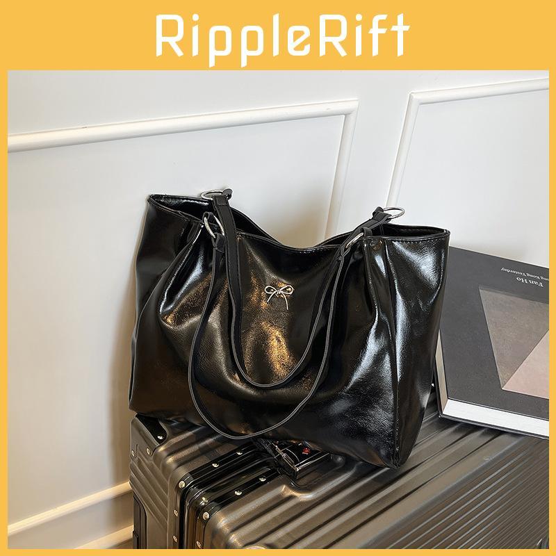 Color Simple Solid Bow Decoration Large Capacity Women Casual Tote Bag For Daily
