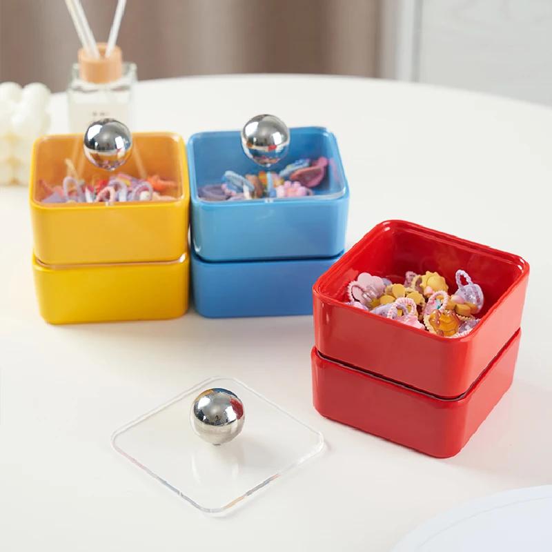 Square Storage Box Transparent Plastic Storage Box Floss Cotton Swabs Jewelry Box Table Decoration Ornaments Home Decoration