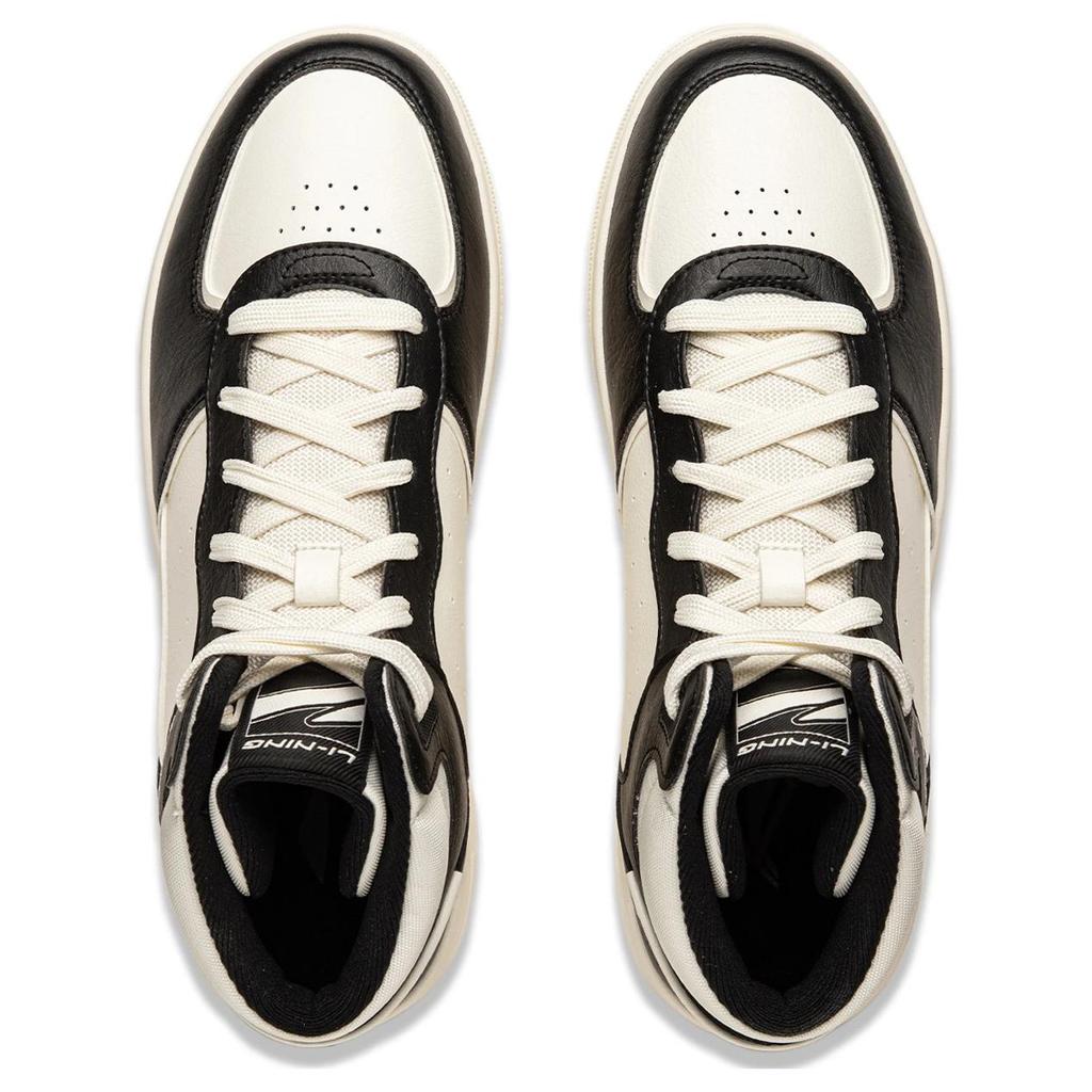 New LiNing Azure Cloud HI Slip Resistant, Abrasion Resistant, Breathable High Top Skateboard Shoes Men's Black White AGCU549-4