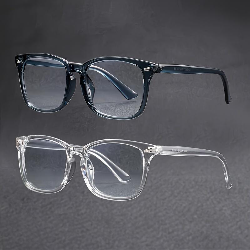 2PCS Vintage Computer Glasses Frame Men Square Optical Spectacles Eyeglasses Anti Blue Light Blocking Gaming Eyewear