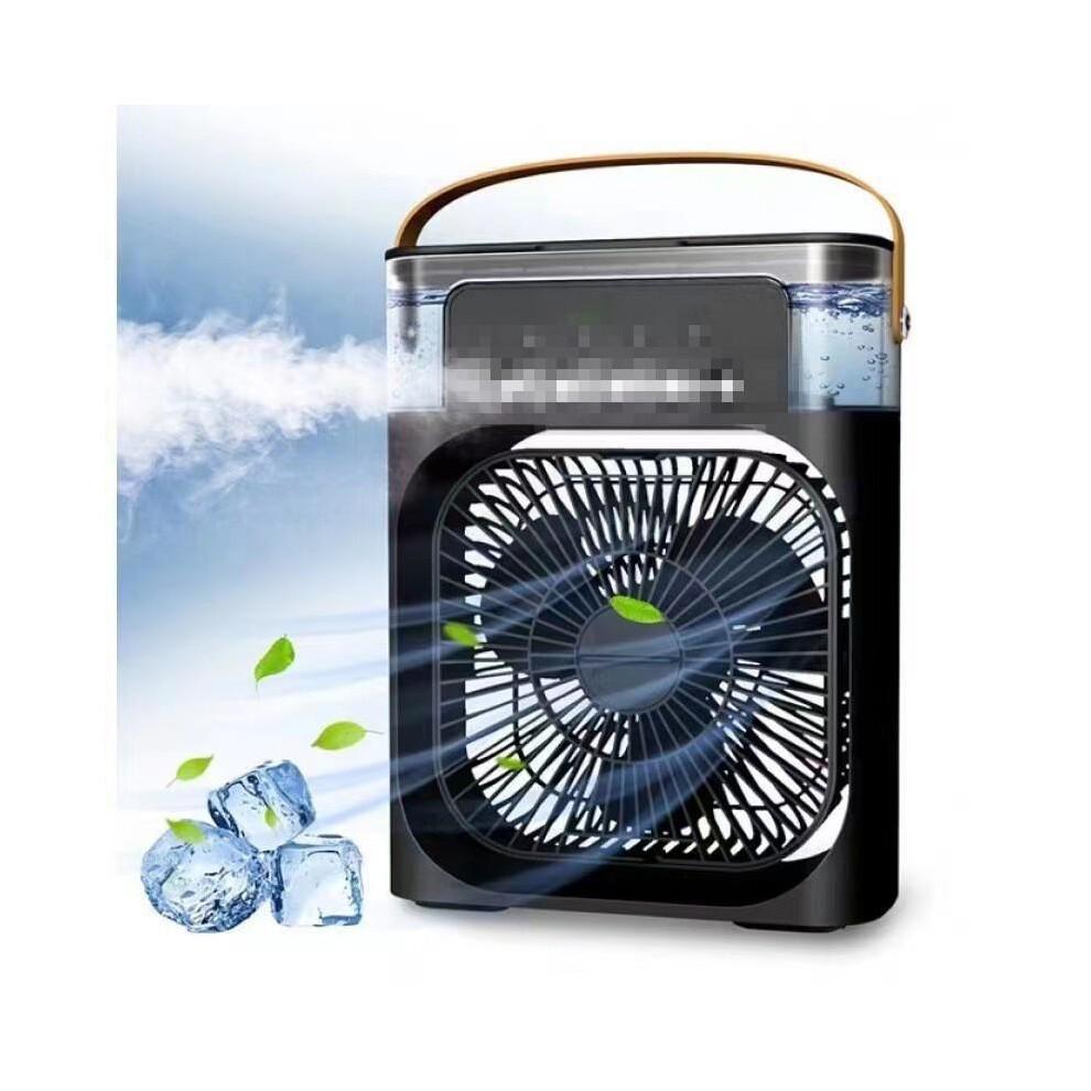 (Schwarz) Tragbarer 5-Loch-Sprühventilator USB-Anschluss Befeuchtende Kühlung Schreibtisch Handventilator für Zuhause Büro