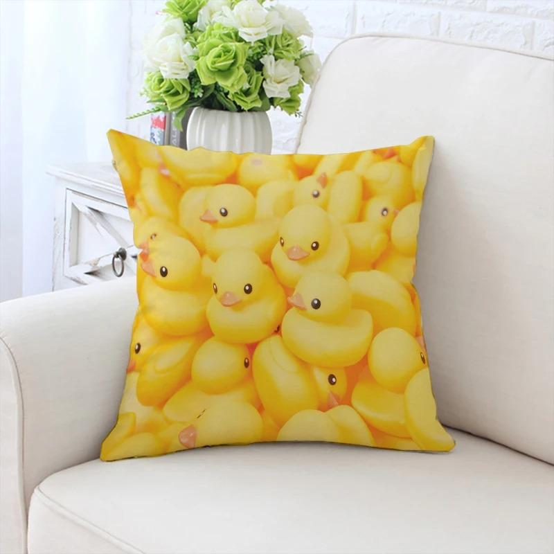 Little Yellow Duck Pattern Pillowcase Car Ornaments Office Living Room Sofa Home Pillowcase