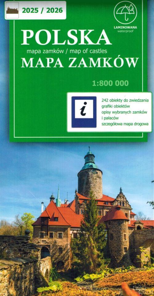 Polen 1:800.000. Waterdichte Toeristische Kaart van de Kastelen van Polen. Wyd. 2025/2026. Neo-Piloot