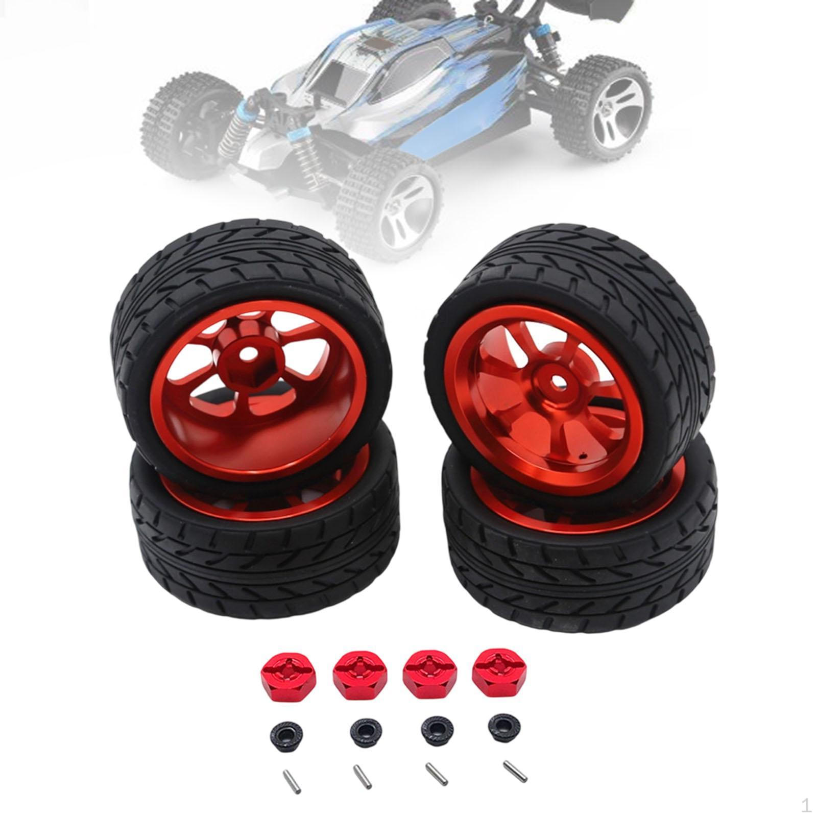 

Metal Wheel Hub Upgrade Kit with RC Wheels And Tires, Stylish 12mm Hex Adapter for червоний