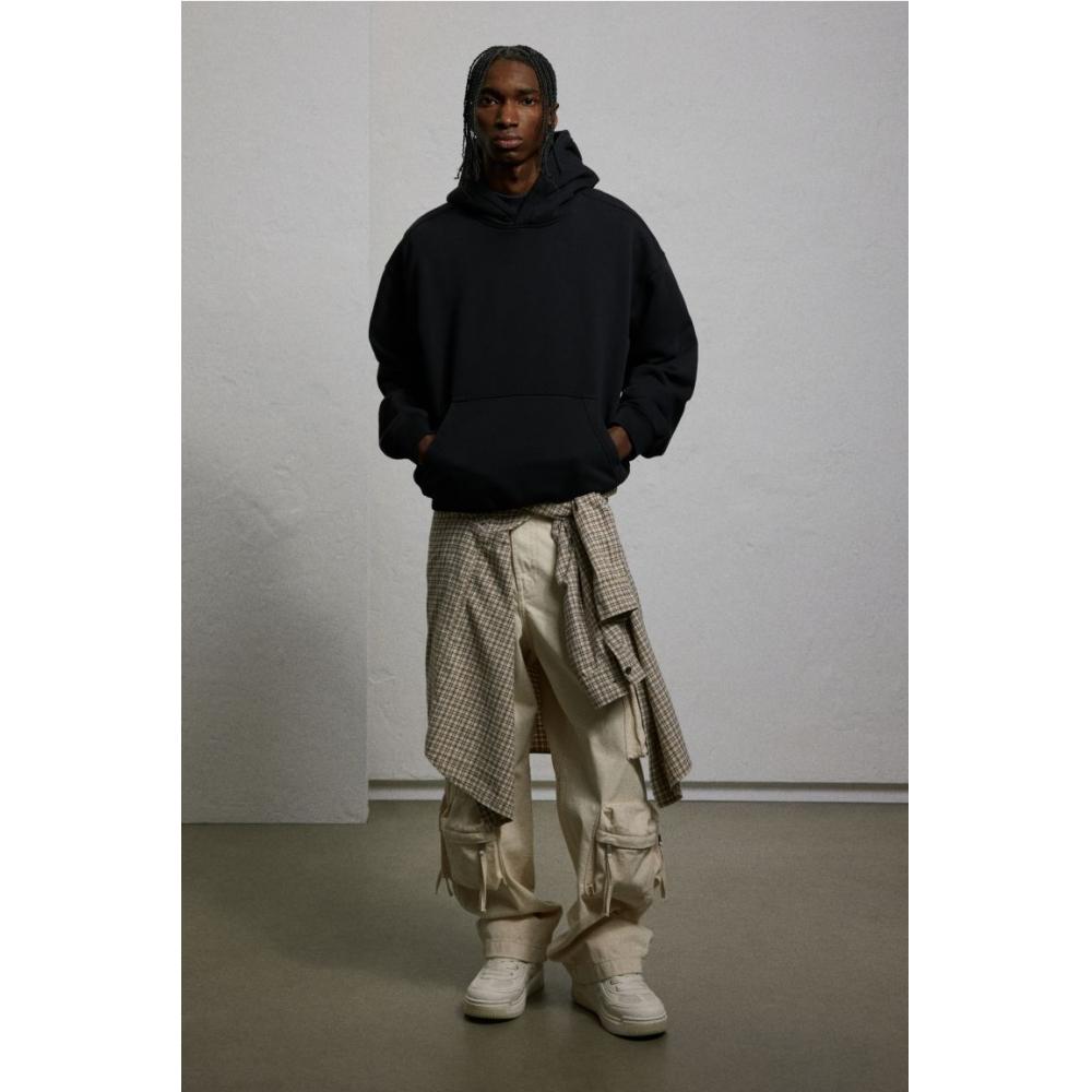 H M Printed Hoodie Loose Fit Black Raptor Ridge