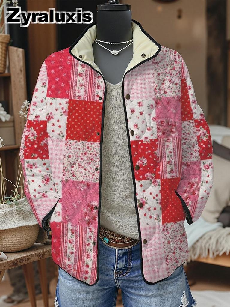 Women's Padded Cotton Jacket Floral Digital Print Women's Cotton Jacket