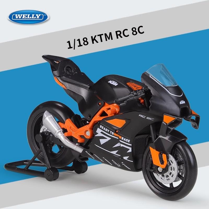 

Велли 1:18 KTM RC 8C Литая под давлением модель мотоцикла из сплава Рабочий амортизатор Игрушка для детей Подарки Коллекция игрушек