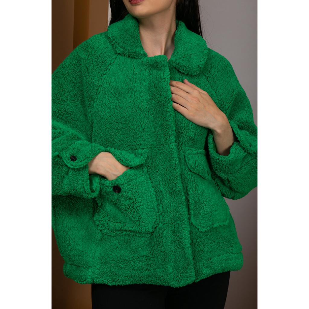 6821 Palton de pluș-bej închis