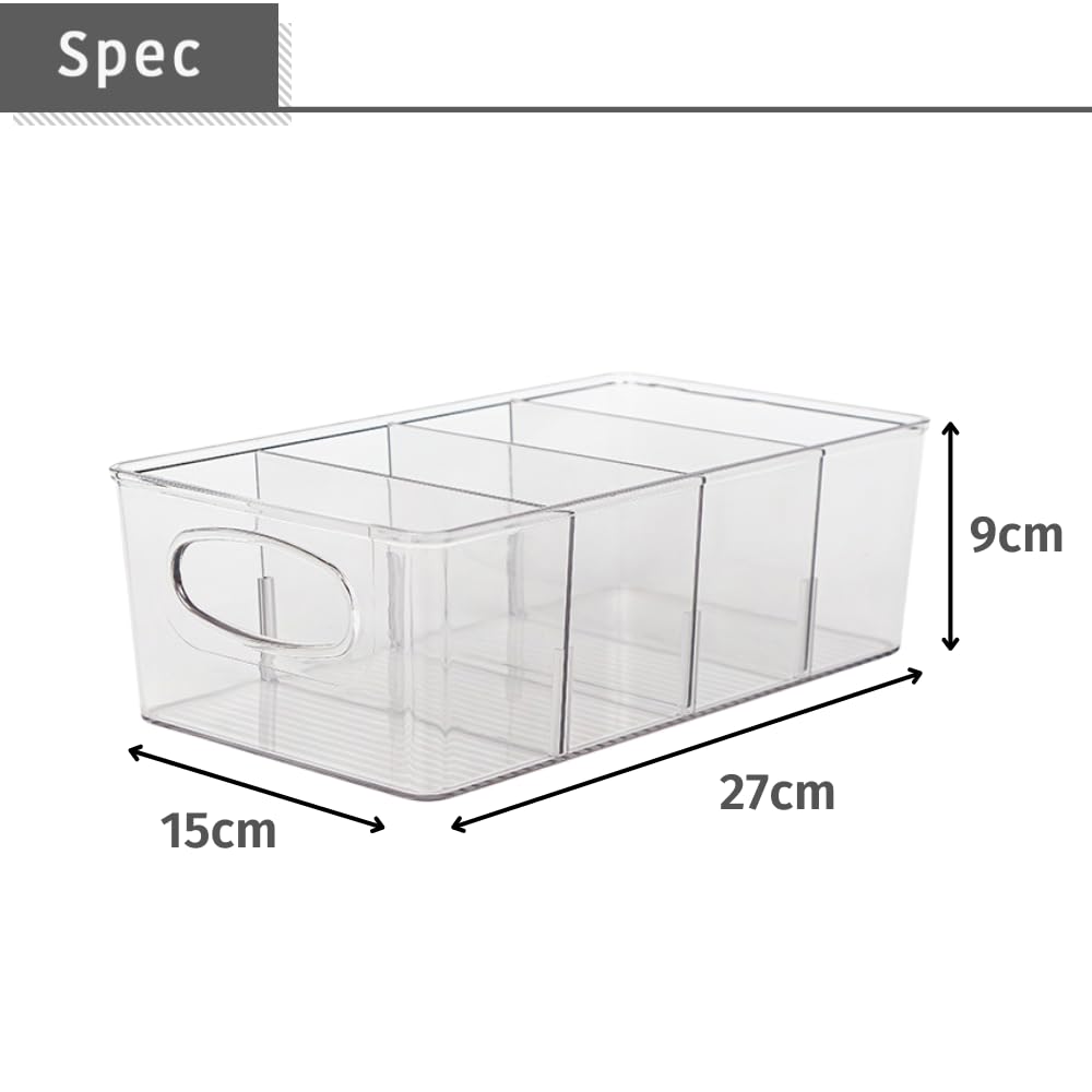 AZNABLE Refrigerator Storage Case, Drawer Dividers, Organizer, Clear, with Handles, Set of 2