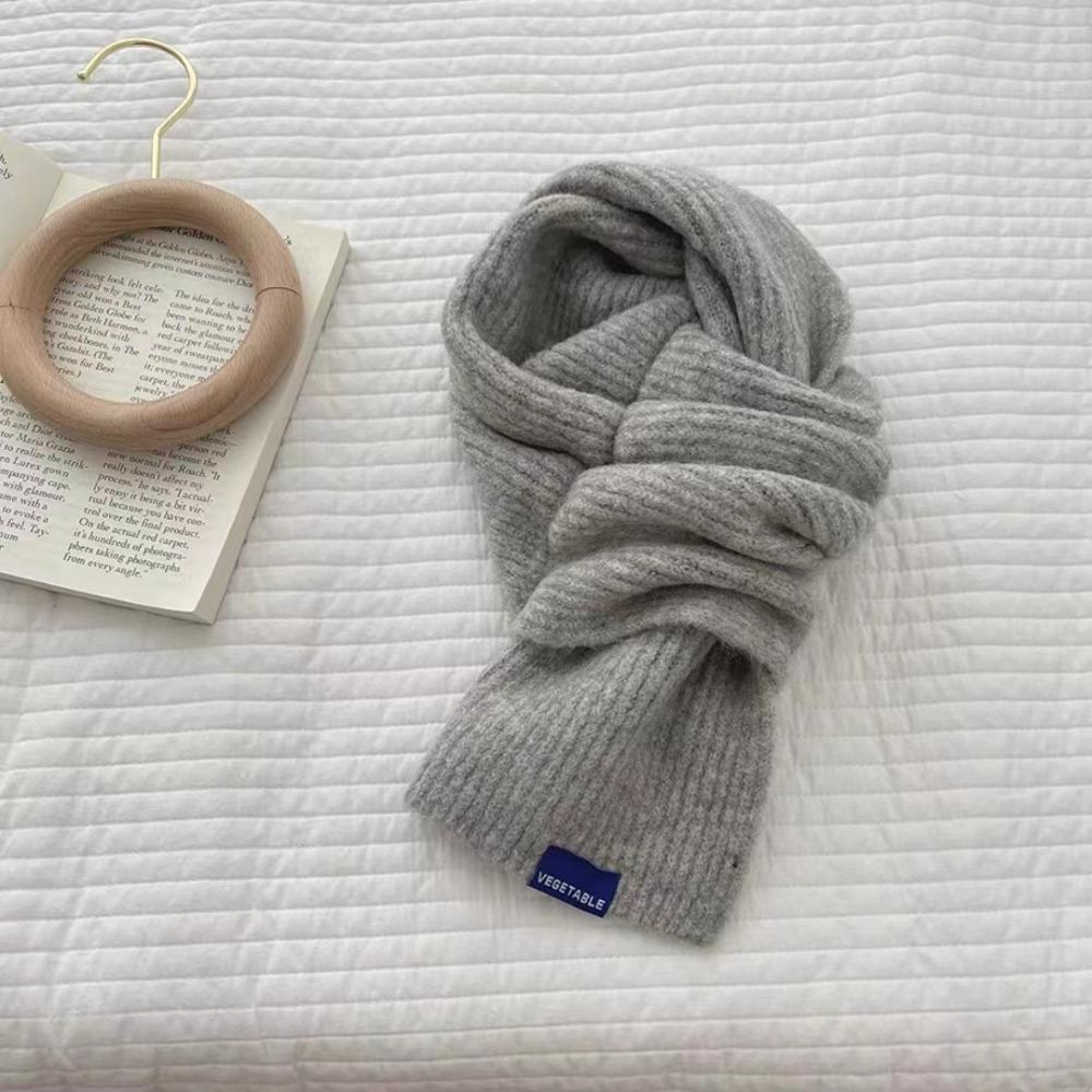Solid Color Y2K Knitted Scarf Thicken Cross Woolen Scarf Fashion Winter Warm Scarf  Unisex