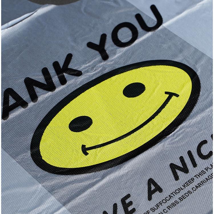 Plastiktüte zum Einkaufen, transparente Tasche zum Mitnehmen, praktische Smiley-Einweg-Supermarkt-Weste, Einkaufstasche
