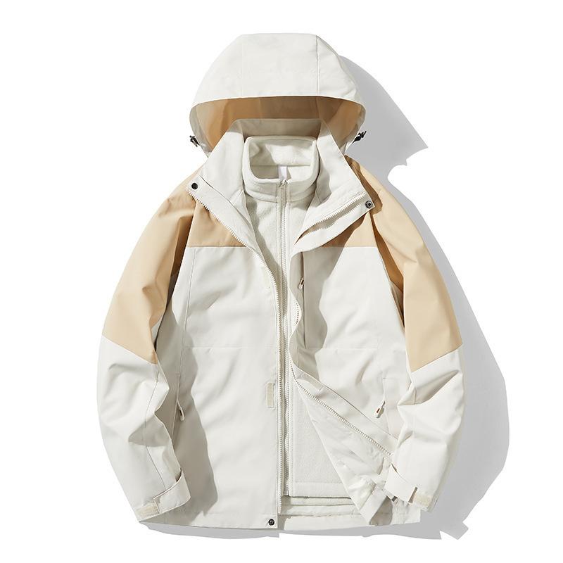 New Outdoor Jacket for Women, Windproof and Waterproof Three-in-one Detachable Two-piece Set, Thickened