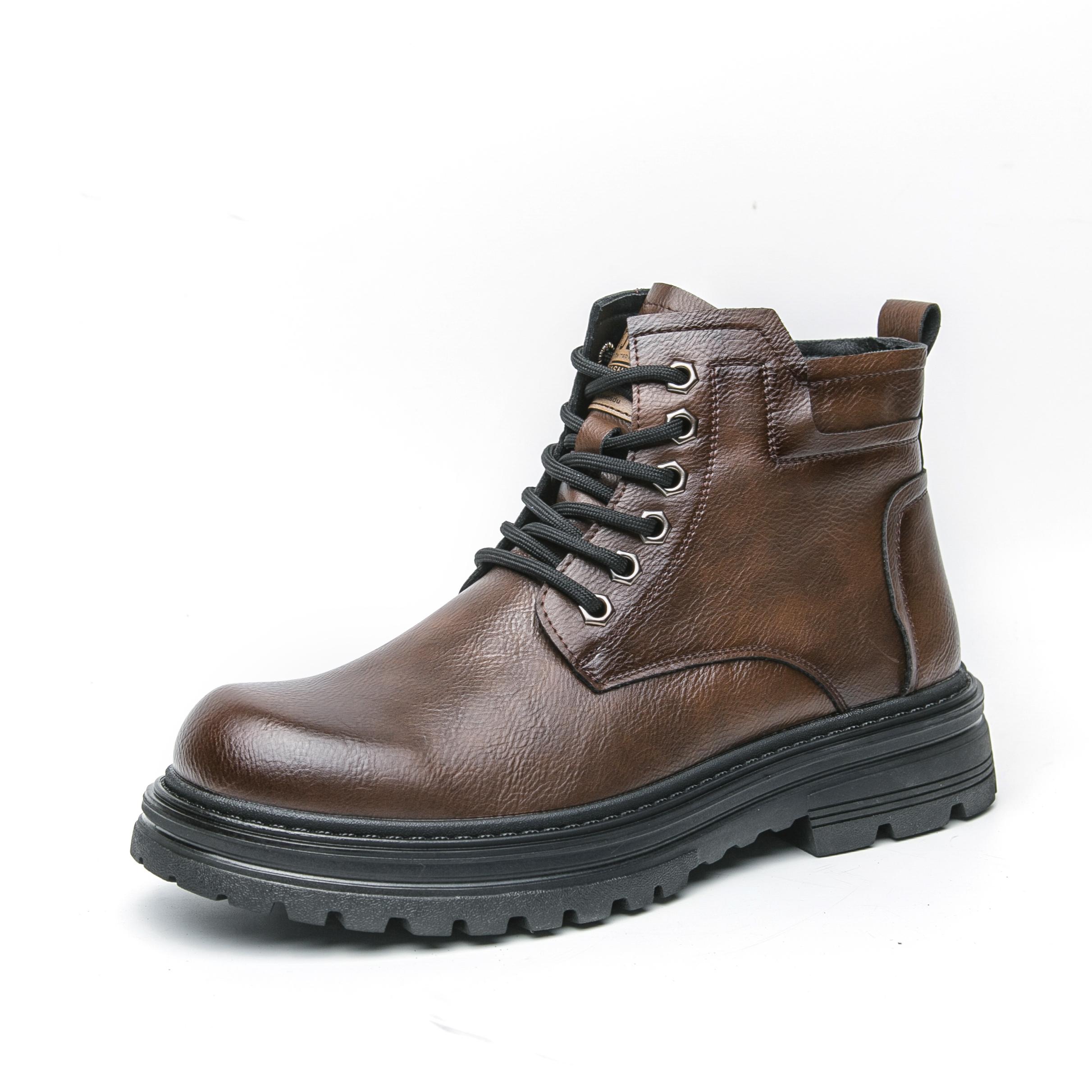 

Fashion Thick soled men s high top leather shoes Designer retro high-quality style Autumn and Winter Outdoor Boots Hot selling versatile 38 коричневый