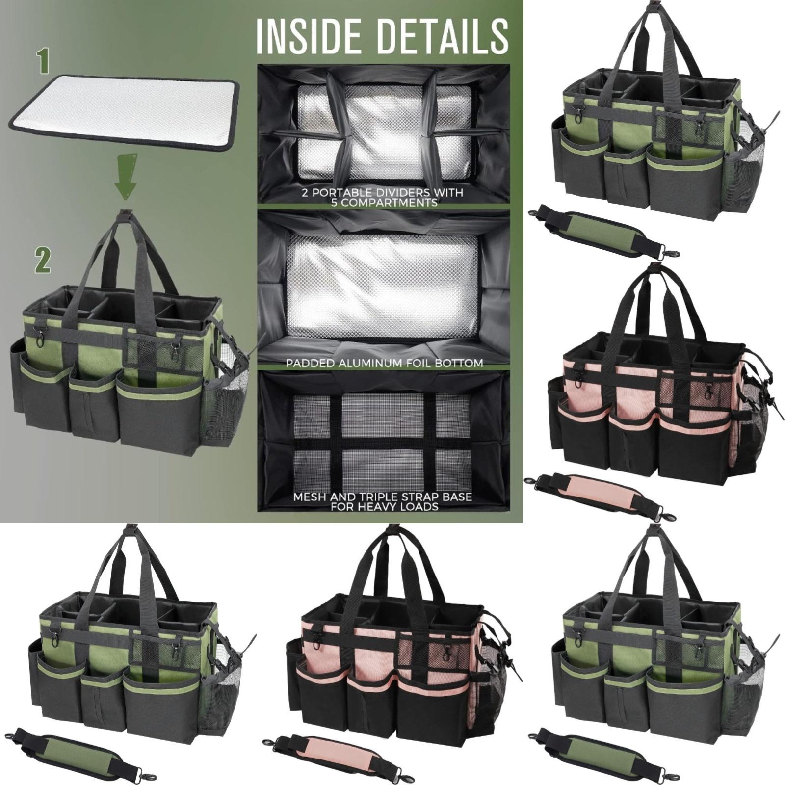 Large Capacity Portable cleaning kit Multi-Pocket Organizer for Home & Car   Tote Bag for Housekeeping Tools