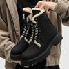 NewWinter Thick-soled Warm Lambskin Men's Snow Boots,Round-toe Versatile Lace-up High-heeled Ankle Boots,and Outdoor Men's Shoes