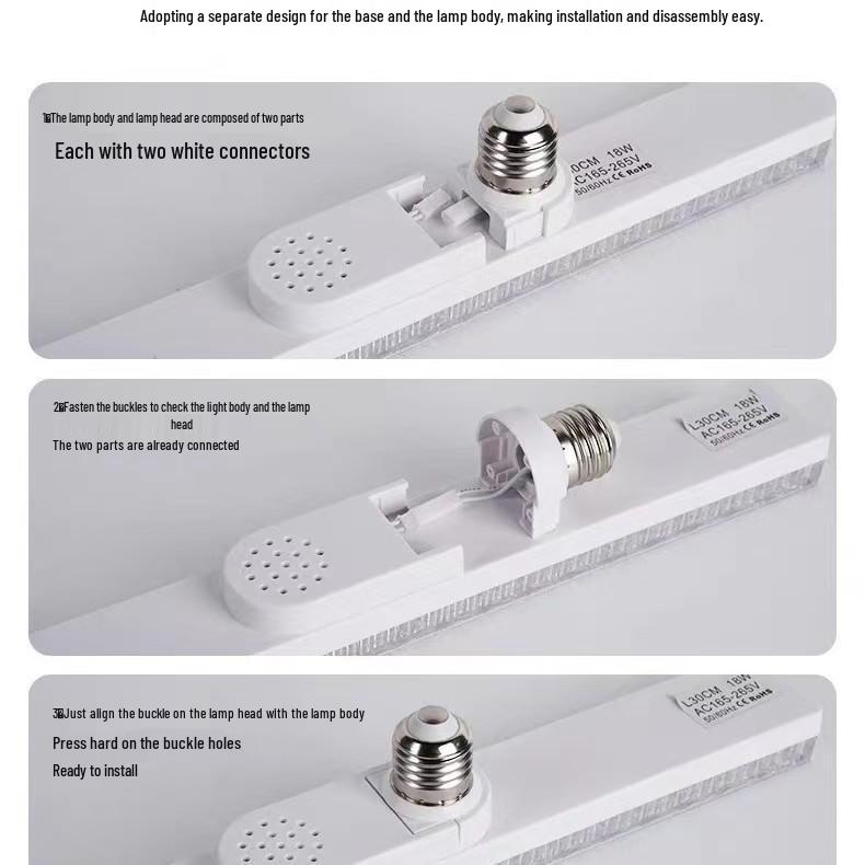 

Super Bright LED Strip with E27 Screw Base for Dorms and Hallways Aurora White Light 20CM with Packaging + Bulb Head
