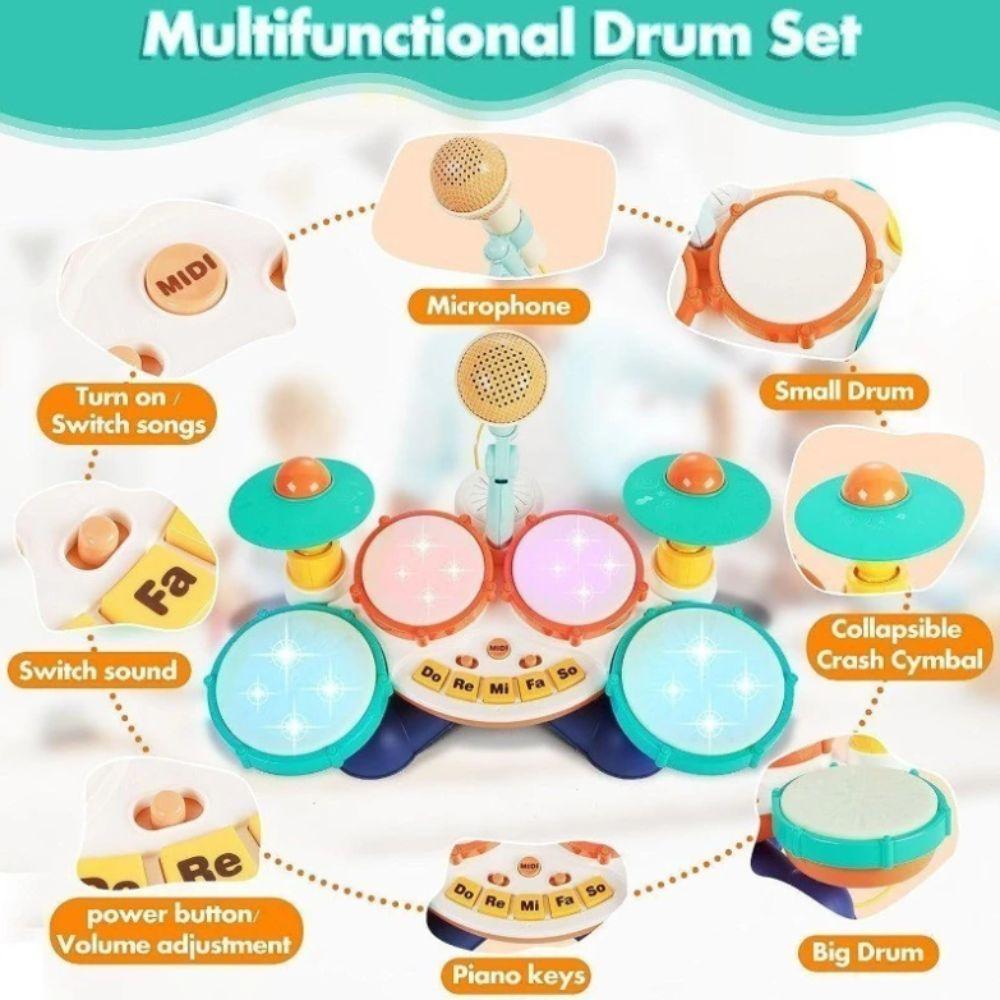 Multifunctional Drum Set Baby Musical Instruments Montessori Learning Musical Toys  12 to 18 Months