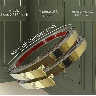 3meter Self-adhesive Stainless Steel Decorative Lines,Golden Mirror Wall Stickers,Waterproof Tape,Living Room Decoration