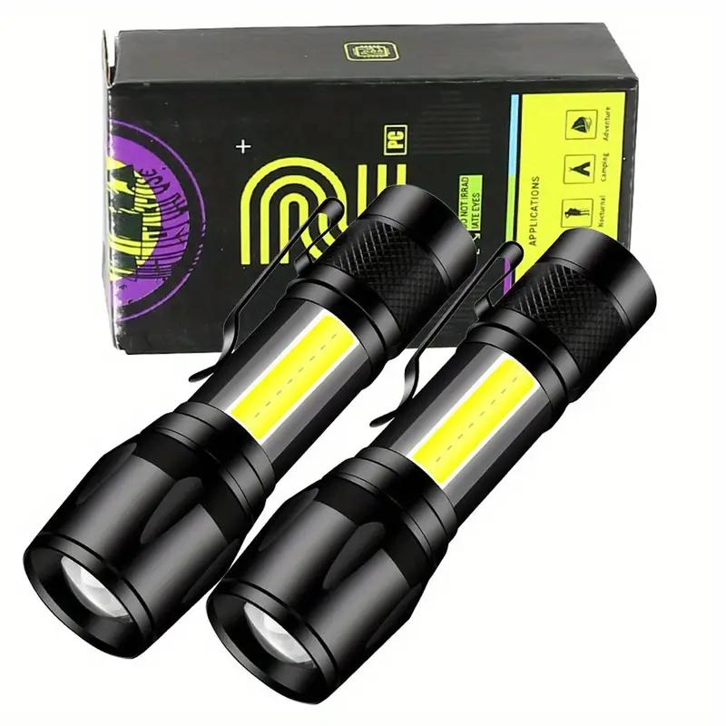 Powerful Mini LED Flashlight COB + XPE Zoom Torch Built In Battery USB Rechargeable With Pen Clip Outdoor Camping Emergency Lamp