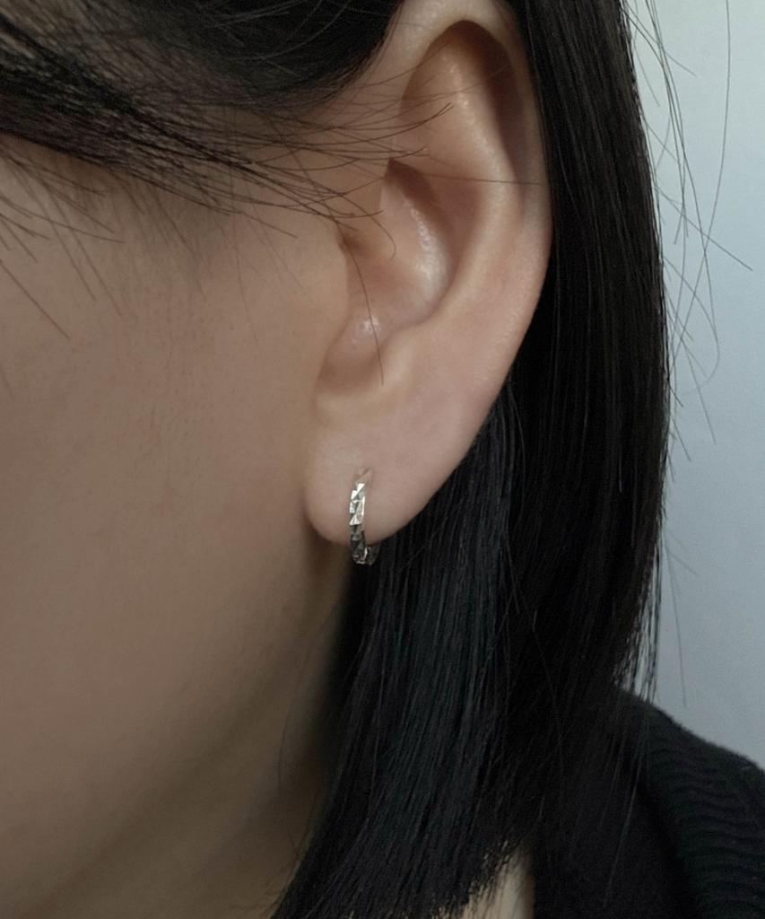 Baradu 925 Facet Cutting Hoop Earrings