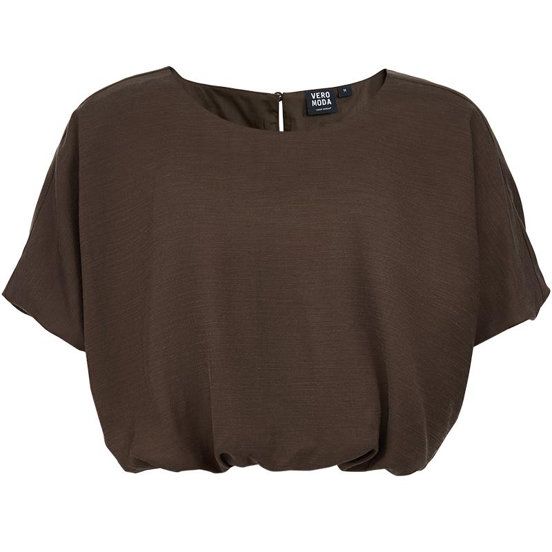 

VEROMODA 2025 Summer Lyocell Linen Blend Round Neck Puff Sleeve Top M