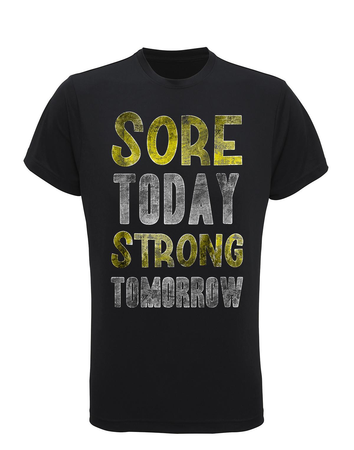 Mens Recycled Performance T-Shirt Mens Womens Tees Top Sore Today Strong Tomorrow Gym Running TriDri 2XL