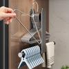 Carbon Steel Hanger Organizer No-Drill Wall-Mounted Folding Rack, Space-Saving Storage Holder for Balcony Laundry Room