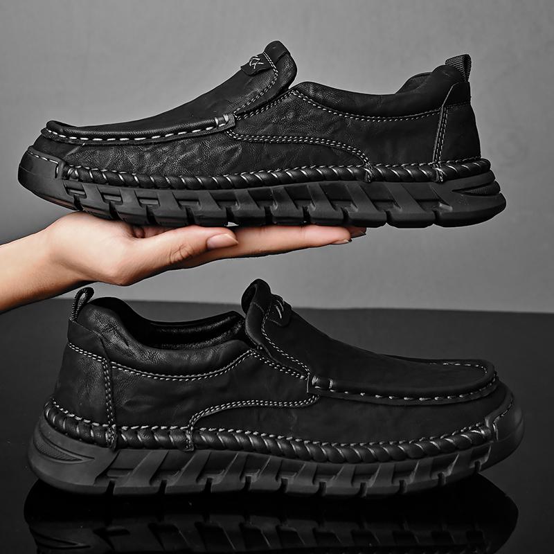 Handmade Casual Leather Shoes Men Loafers Leather Boots Men Shoes Comfortable Ankle Boots For Men Large SizeTooling Shoes