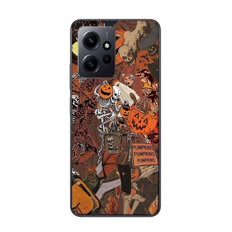 Halloween Fall Art Witch Cat Phone Case For Redmi 12 13C 12C 15C 9 10 10C Note 13 Pro Plus 14 15 Pro 9T 9C 9A TPU Soft Cover Cle