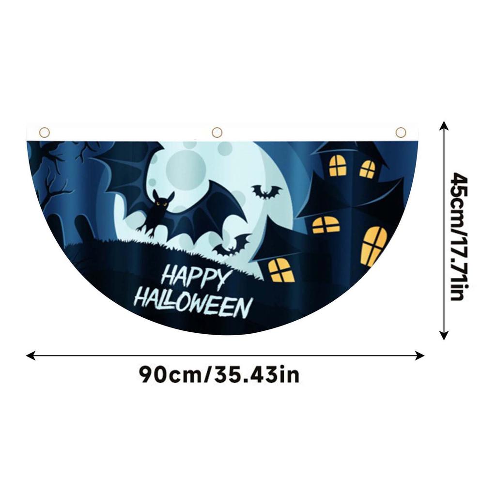 45x90cm Fan Shaped Flag for Halloween Outdoor Yard Fence Decoration Props Suitable for Christmas