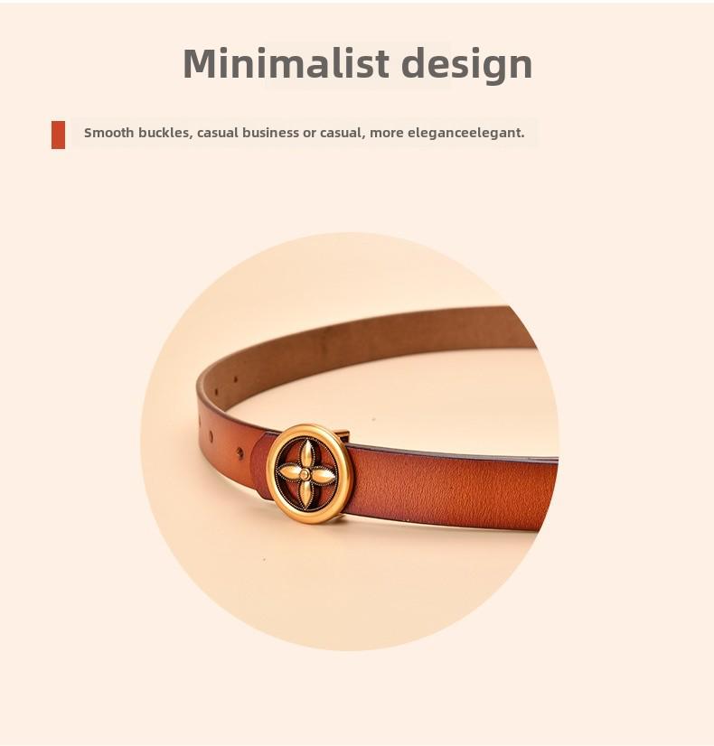 Damen Echt Rindsleder Dekogürtel mit runder Schnalle - Allround-Design für Jeans und Taillenformung