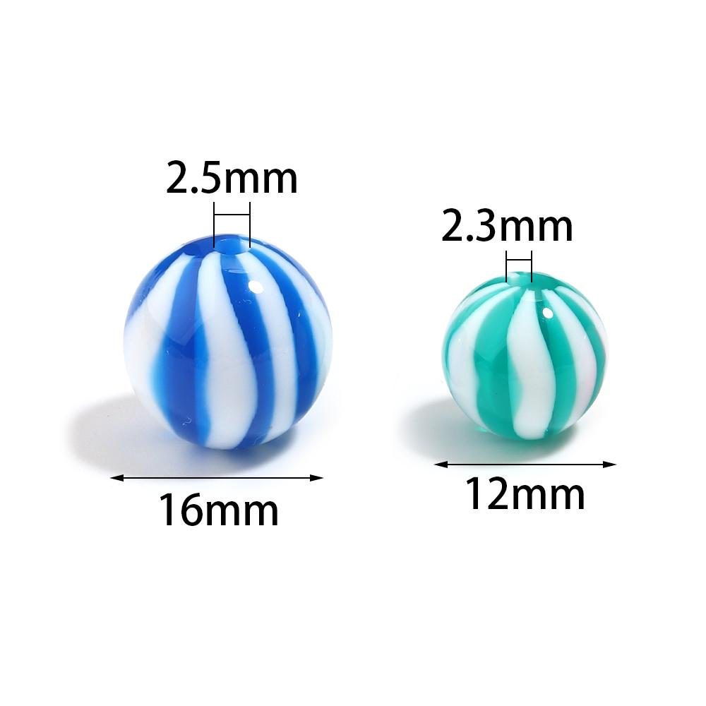 10-20pcs 12 16mm Candy Colored Resin Striped Beads Loose Spacer Round Beads For DIY Charms Bracelet Necklace Jewelry Accessories