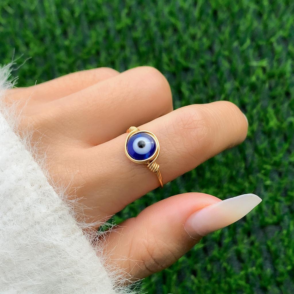 Creative And Simple Ethnic Style Eye Gravel Ring Female, Irregular Personality Luminous Ring