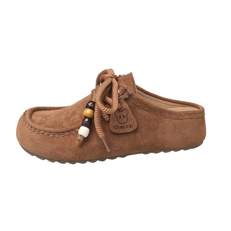 

Ретро Баотоу Бисерные На шнуровке Тапочки Биркенсток Женские 2025 Новые Ленивые Универсальные Тапочки Кенгуру 40 верблюд