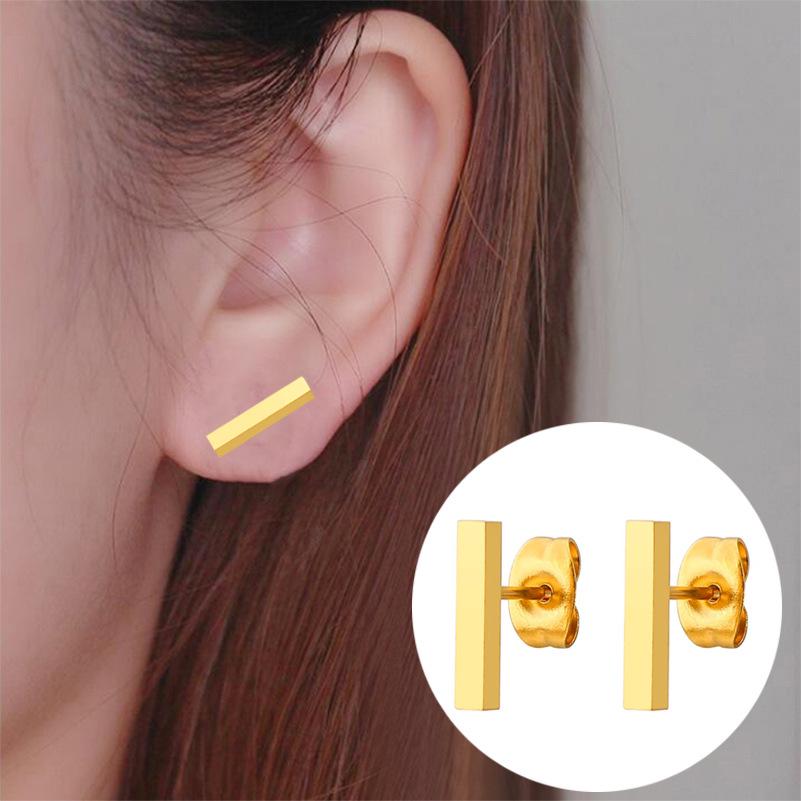 Modieuze Lange Staafoorbellen - Roestvrij Staal Vergulde Oorclips voor een Trendy, Elegante Look