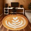 1pc Coffee Latte Art Round Chair Mat Area Rug - Non-Slip, Floor Mat for Office, Bedroom, and Indoor Decor C1118138