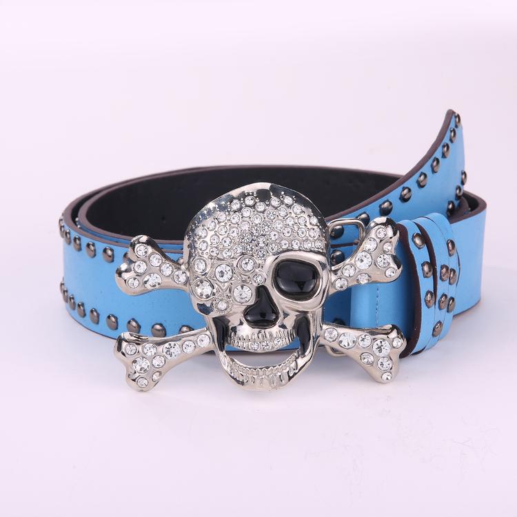 Original Dark Wind Punk Wind Snap Buckle Skull Button Head Belt Unisex Street Wind Rivet Belt Female