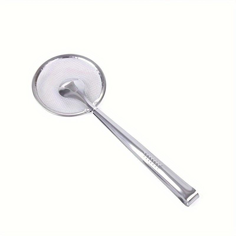 Stainless Steel Frying Oil Filter Clamp, Kitchen Food Strainer Scoop, High Temp Oil Drainer Tool