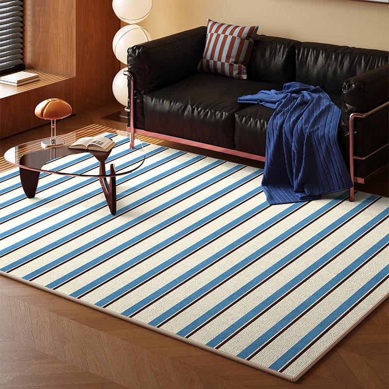 Retro Style Living Room Decoration Carpets Light Luxury Rugs for Bedroom Artistic Striped Bedside Rug Home Thicken Floor Mat