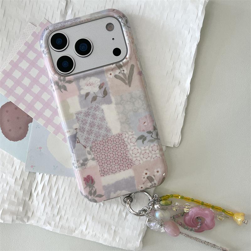 High-End Floral Patchwork Fabric Case for iPhone 17, 16 Pro Max, 15, 14