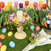 Easter Candle Wreath 10.6 Inch Egg Wild Flowers Garland Small Easter Wreath for Porch Outdoor Indoor Kitchen Doors Wall Table