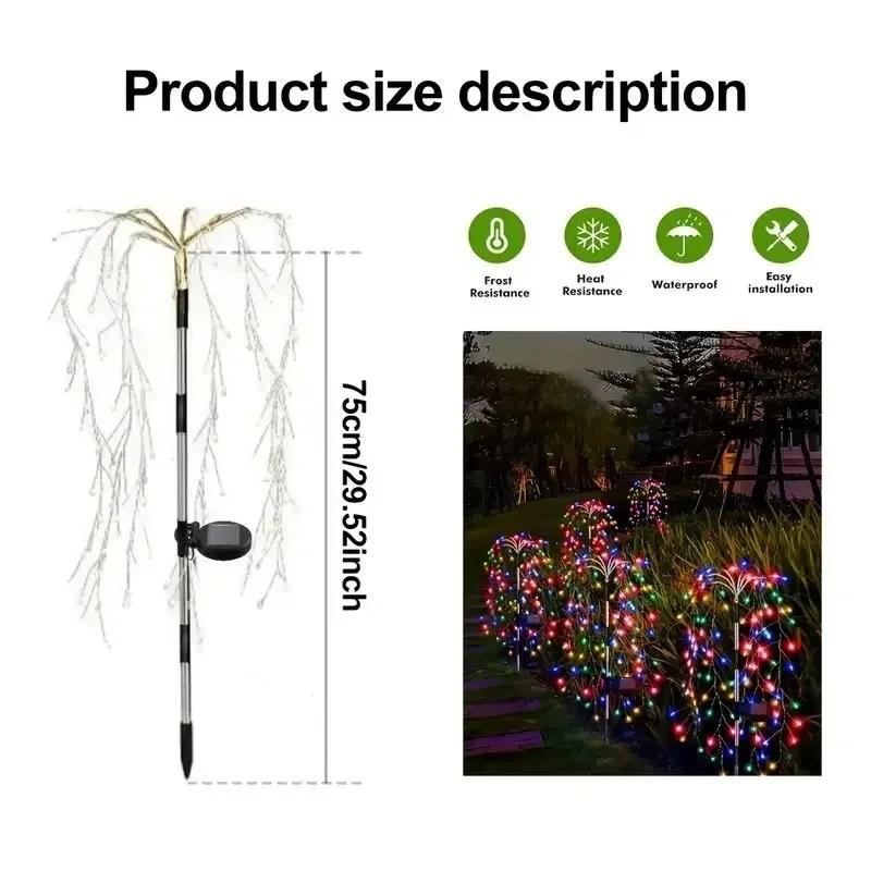Solar Dandelion Firework Light LED Solar Garden Lights Outdoor Waterproof 8-Mode Landscape Lighting for Pathway Lawn Yard Party & Holiday Decor