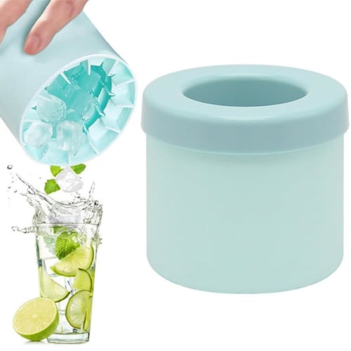 Reusable Silicone Ice Tray, Cylindrical Ice Maker Tray, Ice Container, Keeps Drinks Cold for Longer, Freezer Storage, for Home Use (Blue)