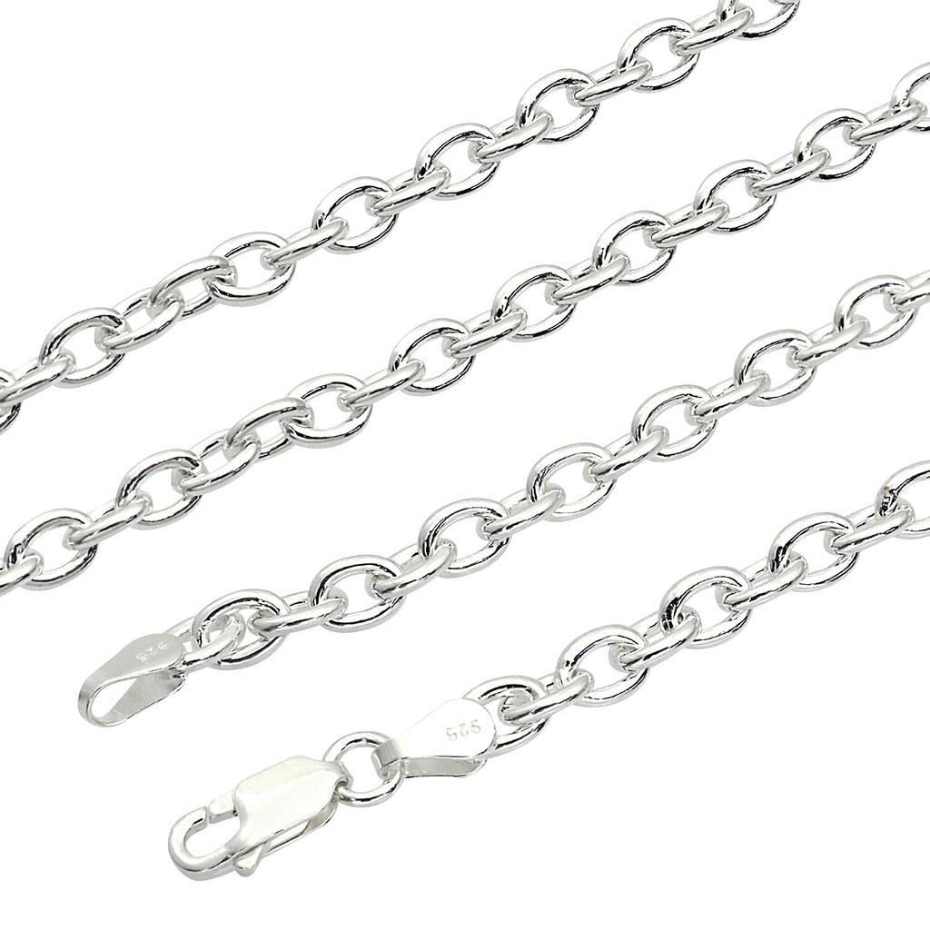 Sears Azuki Chain Silver 50cm Necklace, 925, 4.5mm Wide,